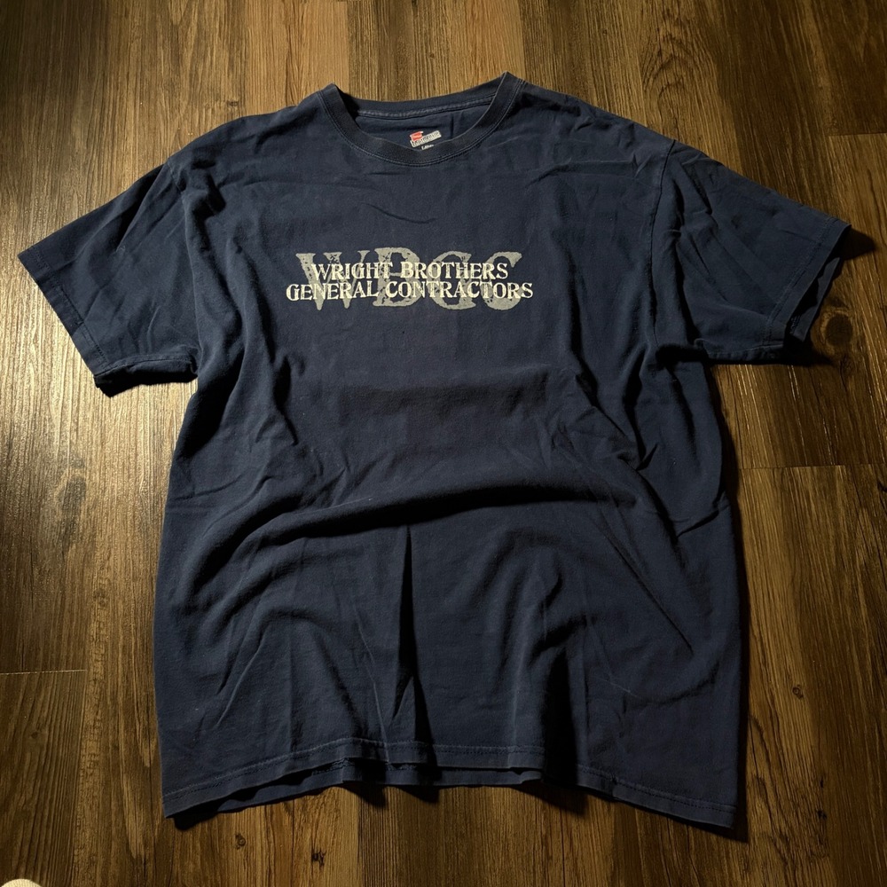 Hanes Navy Blue Wright Brothers General Contractors T‎ Shirt Mens Size Large